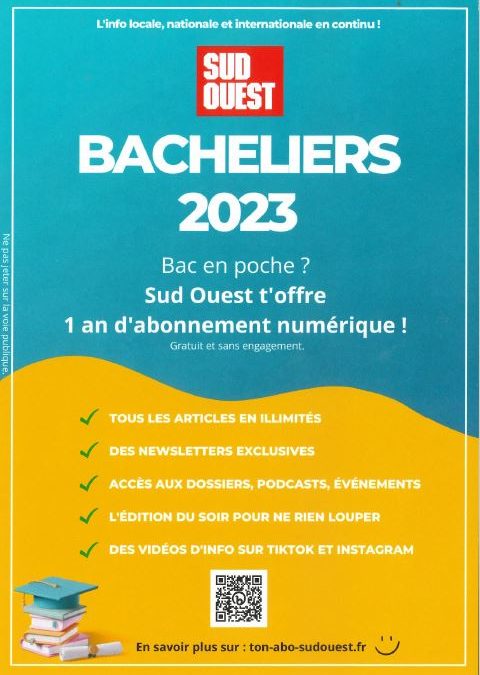 Futur Bachelier ou Étudiant, Sud Ouest t’offre 1 an d’abonnement numérique !